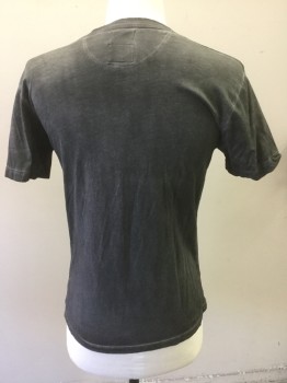 DIESEL, Gray, Cotton, Solid, Button V-neck, Short Sleeves, Overdyed