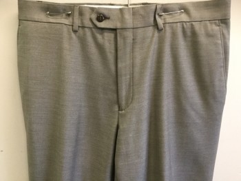 Mens, Slacks, BAR III, Dusty Brown, Polyester, Rayon, Solid, 32/29, Flat Front, Button Tab, Belt Loops,