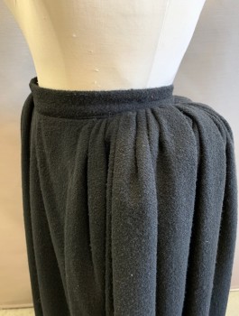 Womens, Historical Fiction Skirt, N/L MTO, Black, Wool, Solid, W:29, Thick Scratchy Wool, 1.5" Wide Waistband, Gathered at Back and Sides of Waistband, Velcro Closure at Back Waist, Floor Length, Made To Order Reproduction