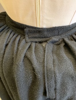 N/L MTO, Black, Wool, Solid, Thick Scratchy Wool, 1.5" Wide Waistband, Gathered at Back and Sides of Waistband, Velcro Closure at Back Waist, Floor Length, Made To Order Reproduction
