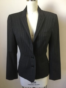 Womens, Suit, Jacket, DOLCE & GABBANA, Charcoal Gray, White, Wool, Elastane, Stripes - Pin, B 32, 40, W26, Single Breasted, Collar Attached, Peaked Lapel, Hand Picked Collar/Lapel, 3 Pockets, 2 Buttons