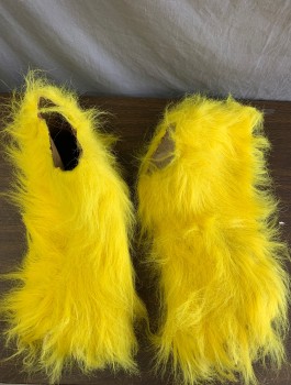 Unisex, Piece 4, N/L, Yellow, Faux Fur, Plastic, "Grateful Dead" Bear, Pair Furry Foot Spats, Yellow Fur Covered Silicone, Realistic "Claw" Toe Nails, Open at Bottom with Black Elastic Straps
