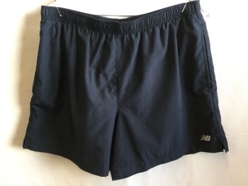 Mens, Shorts, NEW BALANCE , Black, Polyester, Solid, M, 1" Elastic Waistband, 2 Side Pockets