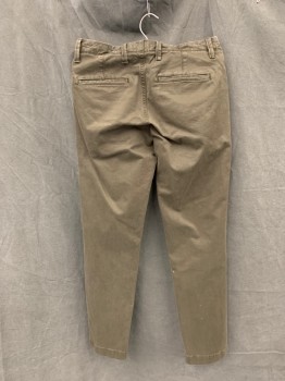 Mens, Casual Pants, GAP, Dk Green, Cotton, Spandex, Solid, 28/30, Flat Front, 4 Pockets, Watch Pocket, Belt Loops