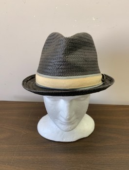 GOORIN, Faded Black, Paper, Solid, Beige & Gray Hat Band