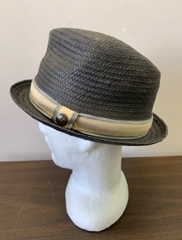 GOORIN, Faded Black, Paper, Solid, Beige & Gray Hat Band