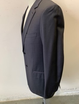 MATTARAZI UOMO, Dk Gray, Wool, Cashmere, Solid, Single Breasted, Notched Lapel, 2 Buttons, 3 Pockets, Hand Picked Stitching Accents, Lining is Black Paisley Jacquard