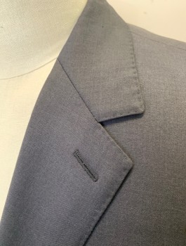 MATTARAZI UOMO, Dk Gray, Wool, Cashmere, Solid, Single Breasted, Notched Lapel, 2 Buttons, 3 Pockets, Hand Picked Stitching Accents, Lining is Black Paisley Jacquard
