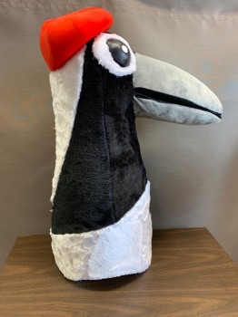 MTO, Black, White, Synthetic, Foam, Bird, Crane Head, Red Beret, Screen at Neck for Sight.