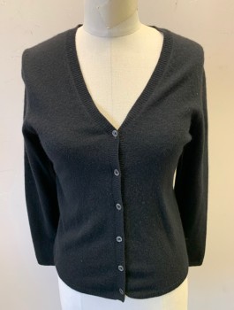 Womens, Sweater, FOLIO, Black, Cashmere, Solid, S, Knit, Long Sleeves, V-neck