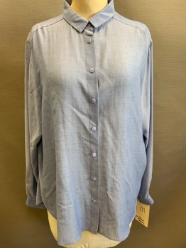 Womens, Blouse, & OTHER STORIES, Blue, Lyocell, Polyester, Heathered, B36, M, C.A., B.F., L/S,