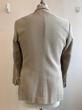 Mens, Sportcoat/Blazer, POLO, Beige, Cotton, Wool, Textured Fabric, 42R, L/S, 2 Buttons, Single Breasted, Notched Lapel, 3 Pockets,
