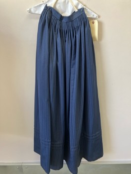 NL, Navy Blue, Black, Cotton, Stripes, Cartridge Pleats, Hook & Bar CB Closure, 3 Horizontal Knife Pleats  Above Hem,