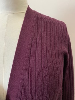 Womens, Sweater, ANN TAYLOR, Red Burgundy, Polyester, Viscose, Solid, M, V-N, B.F., Long