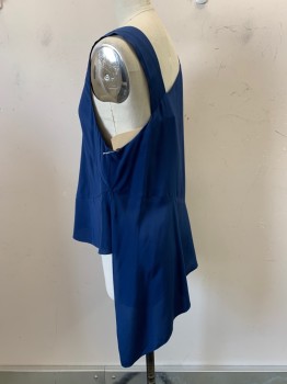 MICHELLE MASON, Navy Blue, Silk, Solid, Asymmetrical Cami, 1.5 Inch Shoulder Strap, 1 Spag Strap, V-N,
