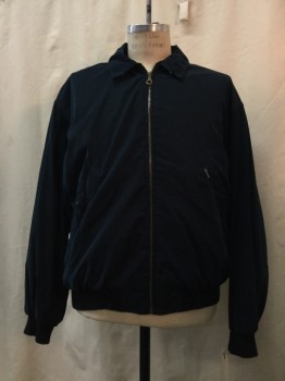 Mens, Casual Jacket, FACONNABLE, Navy Blue, Cotton, Synthetic, Solid, L, Navy, Zip Front, Collar Attached, 2 Pockets,