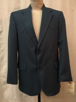 Mens, Sportcoat/Blazer, CIRCLE, Slate Gray, Wool, Synthetic, Solid, 40R, Slate Gray, Western Yolk, Notched Lapel, 2 Buttons,