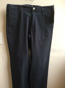 Mens, Casual Pants, BONOBOS, Navy Blue, Cotton, Solid, 32/32, Flat Front, Zip Front, Belt Loops, 4 Pockets,