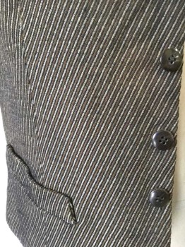 MTO, Brown, Tan Brown, Black, Wool, Cotton, Stripes - Diagonal , 6 Buttons, 2 Pockets, Solid Black Back with Adjustable Belt, Old West