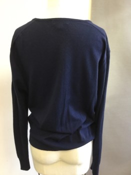 JCREW, Navy Blue, Wool, Solid, V-neck, with Large Knit Bow,