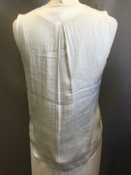 BANANA REPUBLIC, Off White, Polyester, Solid, Pullover, V-neck, Box Pleat at Each Shoulder and Center Back, Lined