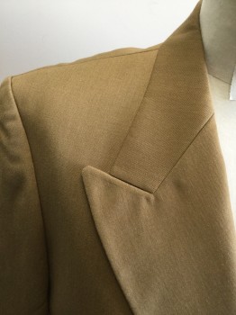 GIORGIO COSANI, Caramel Brown, Wool, Solid, Double Breasted, Collar Attached, Peak Lapel, 3 Pocketsj