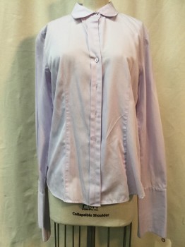 ANN TAYLOR, Lavender Purple, Cotton, Birds Eye Weave, Button Front, Collar Attached, Long Sleeves, French Cuffs,