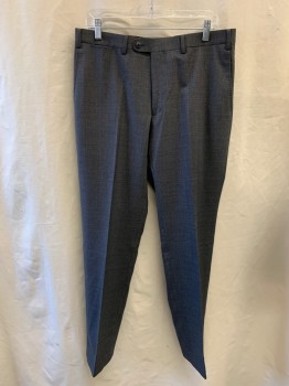 Mens, Suit, Pants, MUNRO, Dk Gray, Wool, Viscose, Heathered, 35/33, Side Pockets, Zip Front, Flat Front