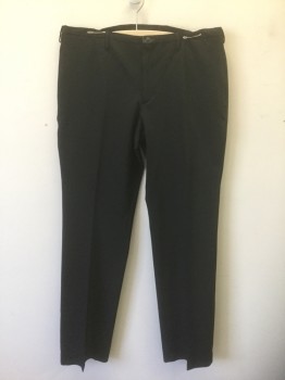 PRADA, Black, Synthetic, Solid, Stretchy Synthetic Twill, Flat Front, 3/4" Wide Thin Waistband, Zip Fly, Straight Leg, 4 Pockets, High End/Designer Item