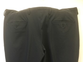 PRADA, Black, Synthetic, Solid, Stretchy Synthetic Twill, Flat Front, 3/4" Wide Thin Waistband, Zip Fly, Straight Leg, 4 Pockets, High End/Designer Item