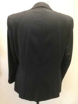BOSS, Charcoal Gray, Wool, Solid, Single Breasted, 2 Buttons,  Notched Lapel, 3 Pockets, Double Back Vent