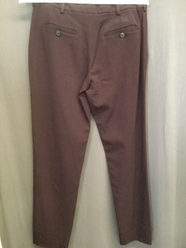 THEORY, Plum Purple, Wool, Silk, Solid, Flat Front, 1 1/2 Inch Waist Band , Slit Pockets