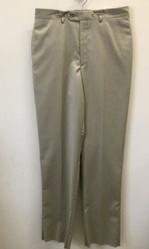 JOS. A. BANKS, Tan Brown, Wool, Solid, Flat Front, Zip Fly, Button Tab Closure, Belt Loops