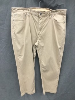 Mens, Casual Pants, LEVI'S STRAUSS, Khaki Brown, Cotton, Spandex, Solid, 24.5, 40, Flat Front, Zip Fly, 5 Pockets, Belt Loops