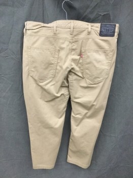 LEVI'S STRAUSS, Khaki Brown, Cotton, Spandex, Solid, Flat Front, Zip Fly, 5 Pockets, Belt Loops