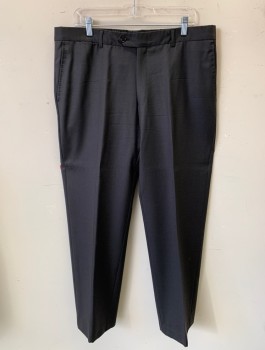 MATTARAZI UOMO, Dk Gray, Wool, Cashmere, Solid, Flat Front, Button Tab, Zip Fly, Relaxed Straight Leg, 5 Pockets Including Watch Pocket, Belt Loops