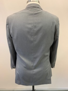 CARLO LUSSO, Medium Gray, Polyester, Rayon, Heathered, Single Breasted, 2 Buttons,  Notched Lapel, 3 Pockets, Double Vent