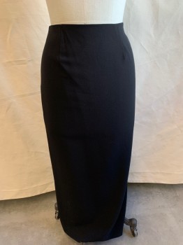 Womens, Skirt, Below Knee, APOSTROPHE, Black, Polyester, Rayon, Solid, 10, Back Zipper, 1 Back Vent, Ankle Length
