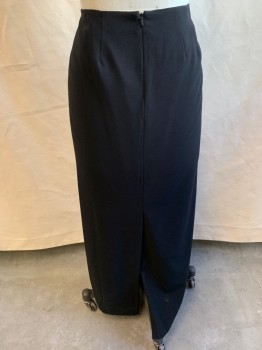 Womens, Skirt, Below Knee, APOSTROPHE, Black, Polyester, Rayon, Solid, 10, Back Zipper, 1 Back Vent, Ankle Length