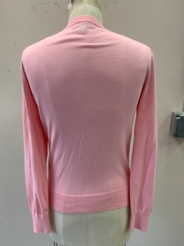 J. CREW, Baby Pink, Cotton, Solid, L/S, CN, Buttons,