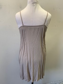 Womens, Dress, Piece 2, RAQUEL ALLEGRA, Taupe, Rayon, Solid, B<38", L, Slip to Go Under Matching Dress, Spaghetti Straps, Matching Dress Barcode is (CF012752)