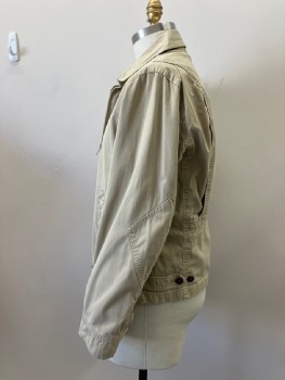 Mens, Casual Jacket, POLO, Tan Brown, Cotton, Polyester, Solid, XL, C.A., 2 Way Zip Front, 2 Diagonal Snap Pckt, L/S, Re-enforced Elbow, 2 Button Tab Cuffs, 2 Button Adjustable Waist Tabs, Back Belt Insert, 2 Pleats At Back From Shoulder To Waist