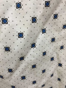 Unisex, Patient Gown, White, Navy Blue, Blue, Cotton, Polyester, Novelty Pattern, O/S, Short Sleeves, Novelty Polk Dot, Stitched Center Seam at Back