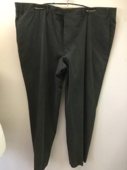 Mens, Casual Pants, CANALI, Forest Green, Black, Cotton, Stripes - Diagonal , 44/31, Flat Front, Twill Weave, Button Tab, Small Welt Pocket