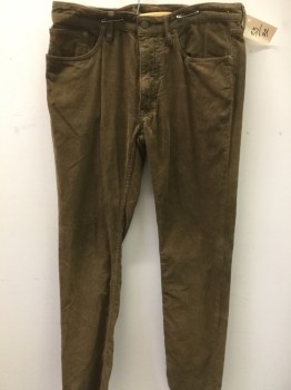 Mens, Casual Pants, RALPH LAUREN POLO, Brown, Cotton, Solid, 32, 33, 5 + Pockets, Corduroy