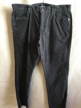 Mens, Casual Pants, TOMMY HLFIGER , Gray, Cotton, Elastane, Solid, 36/30, Corduroy, Jean-cut, Zip Front, 5 Pockets