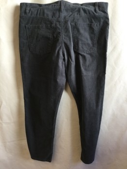 Mens, Casual Pants, TOMMY HLFIGER , Gray, Cotton, Elastane, Solid, 36/30, Corduroy, Jean-cut, Zip Front, 5 Pockets