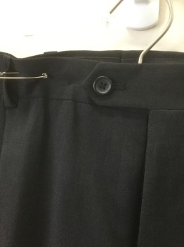 PRONTO UOMO, Charcoal Gray, Wool, Solid, Double Pleated, Button Tab Waist, Zip Fly, 4 Pockets, Straight Leg