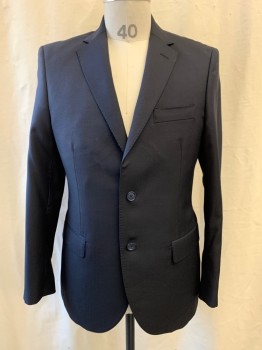 Mens, Suit, Jacket, GALANTE, Midnight Blue, Wool, Viscose, 38S, Notched Lapel, Single Breasted, Button Front, 2 Buttons, 3 Pockets