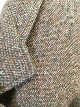 MTO, Brown, Rust Orange, Black, White, Wool, Tweed, Ankle Length, Double Breasted, Peaked Lapel, Sleeves Gathered at Shoulders, Pleated at Back Waist, Made To Order